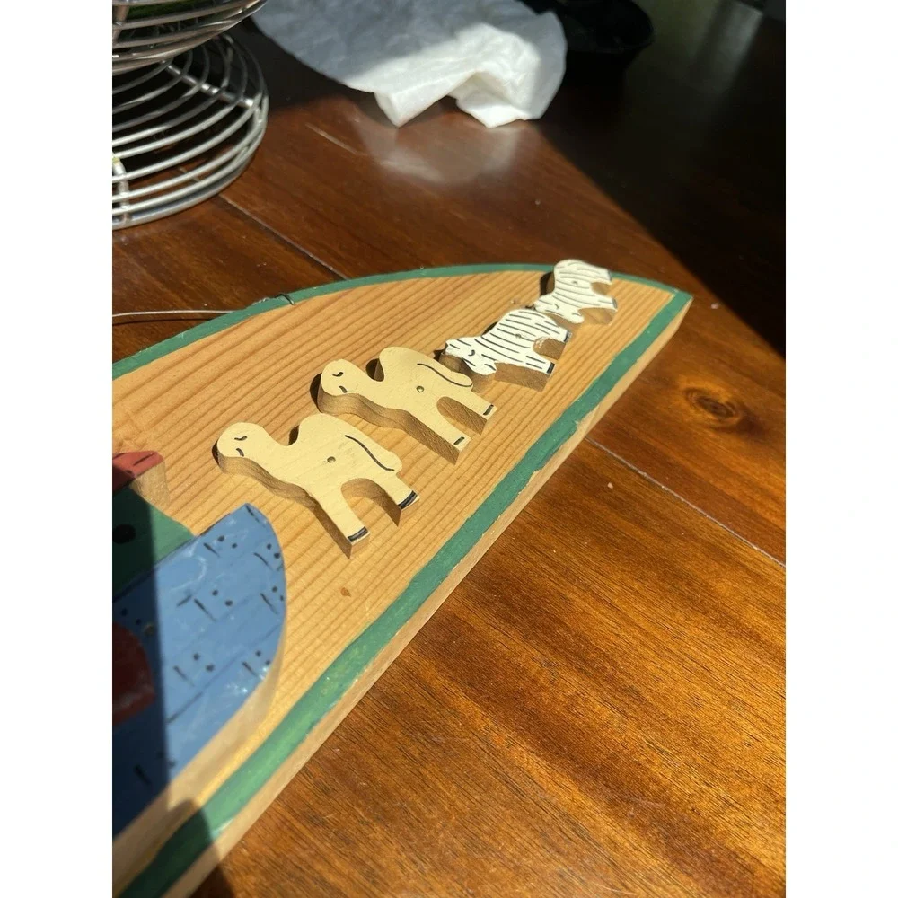 Vintage Hand Carved Noah's Ark‎ Wall Art Painted Sign